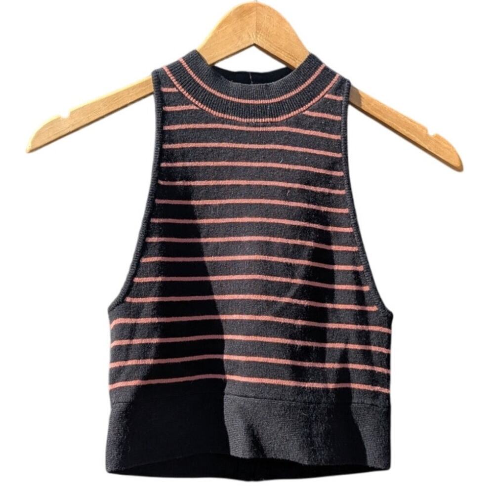 Victoria's Secret Crop Top Sexy Y2K Size S Black Brown Stripes Halter Shirt